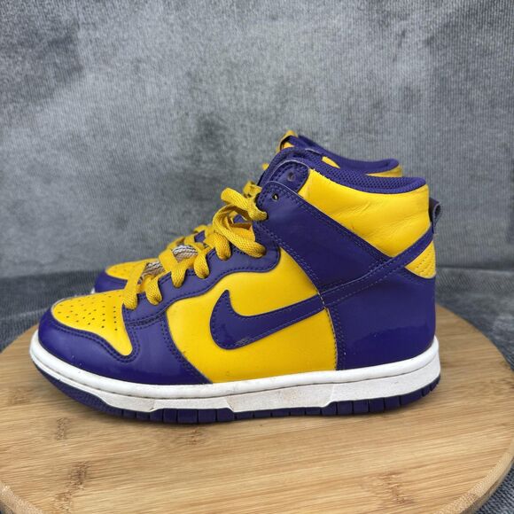Nike Dunk High Shoes Youth Size 4Y Lakers Basketball DZ4454-500 Sneakers - Picture 3 of 9